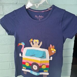 Mini Boden Blue Tee with Vibrant Van and Animals